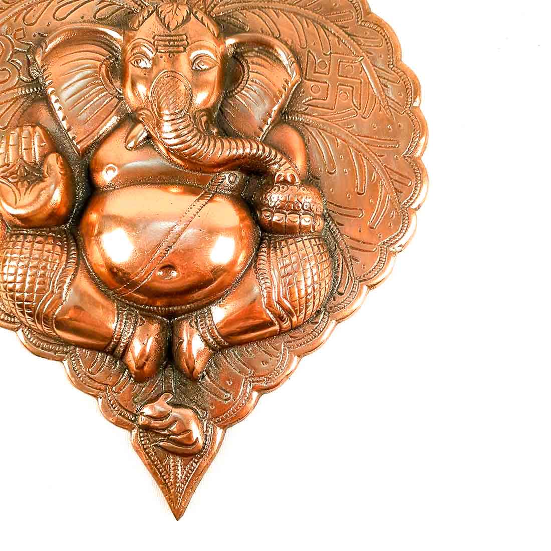 Ganesh Idol Wall Hanging | Lord Ganesha With Leaf Design Wall Statue Decor |Religoius & Spiritual Wall Art - For Puja, Home & Entrance  Living Room & Gift - 13 Inch