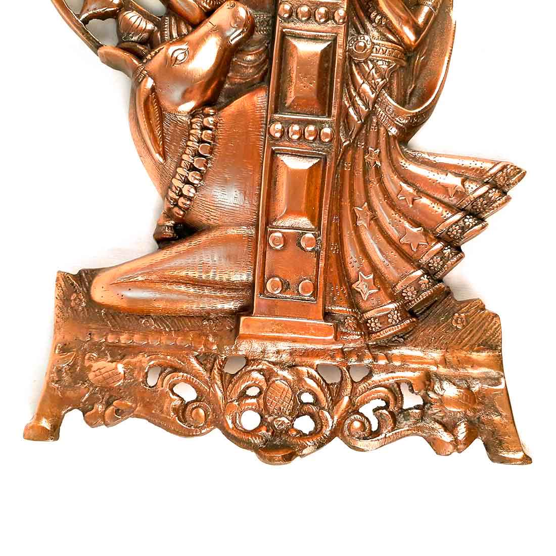 Radha Krishna Wall Hanging Idol | Shri Radha Krishna Playing Flute With Cow Wall Hanging Art Statue Murti | Religious & Spiritual Sculpture - for Gift, Home, Living Room, Office, Puja Room Decoration  - 21 Inch