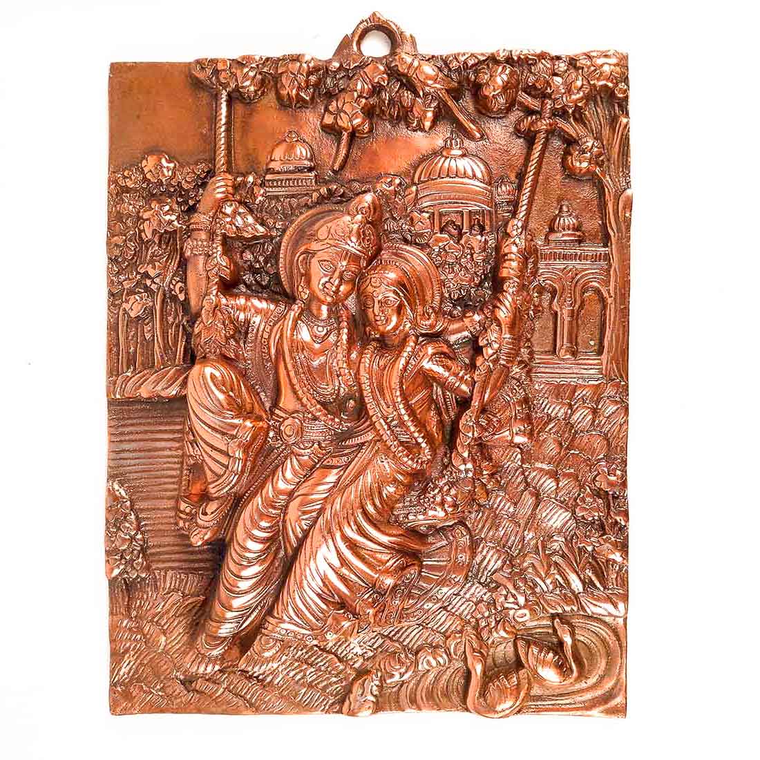 Radha Krishna Wall Art | Wall Art Decor Sitting on Swing - 15 Inch - ApkaMart