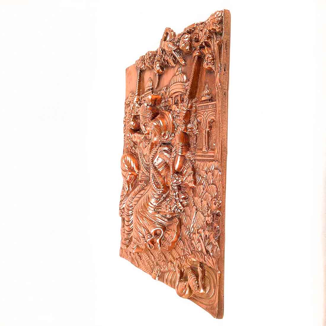 Radha Krishna Wall Art | Wall Art Decor Sitting on Swing - 15 Inch - ApkaMart