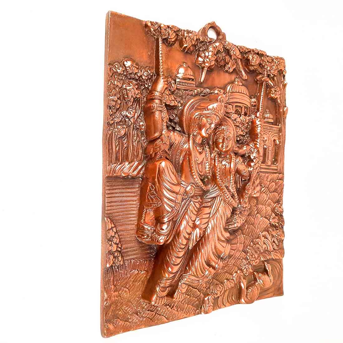 Radha Krishna Wall Art | Wall Art Decor Sitting on Swing - 15 Inch - ApkaMart