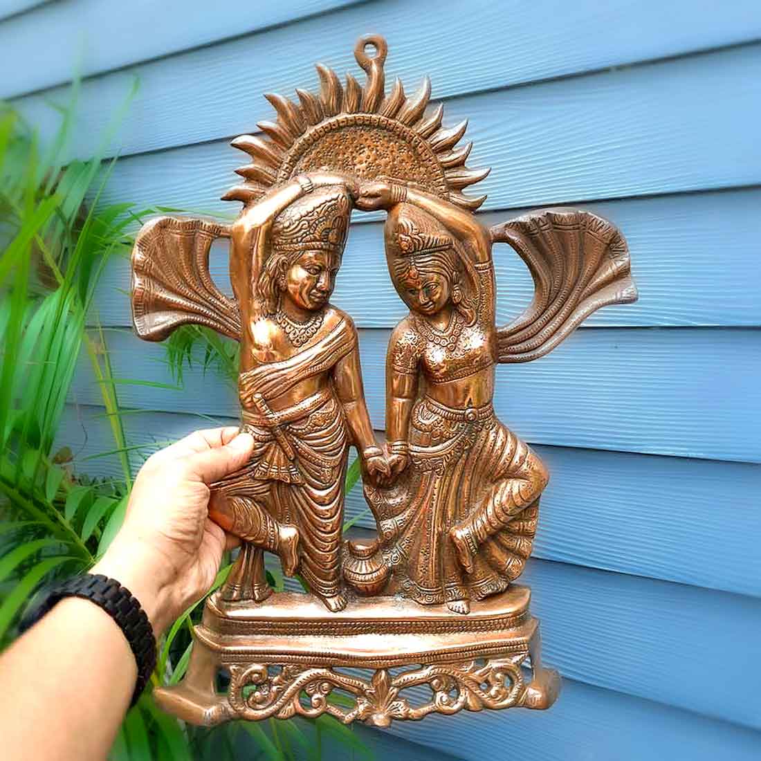 Radha Krishna Idol Wall Hanging Art | Radhe Krishna Dancing Wall Statue Murti | Wedding Gift for Couples | Religious Gift - for Home, Living Room, Office, Puja , Entrance Decoration - 19 Inch