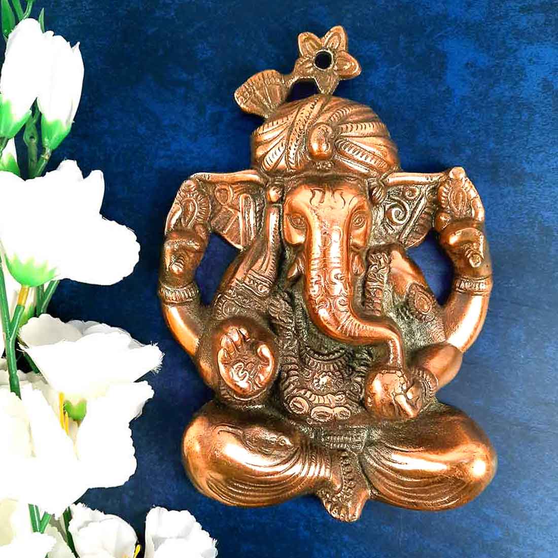 Ganesh Wall Hanging Statue | Lord Ganesha Wall Art - for Home, Puja, Living Room & Office | Antique Idol for Religious & Spiritual Decor - Apkamart #Size_10 Inch