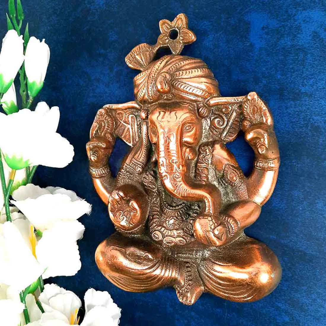Ganesh Wall Hanging Statue | Lord Ganesha Wall Art - for Home, Puja, Living Room & Office | Antique Idol for Religious & Spiritual Decor - Apkamart #Size_10 Inch