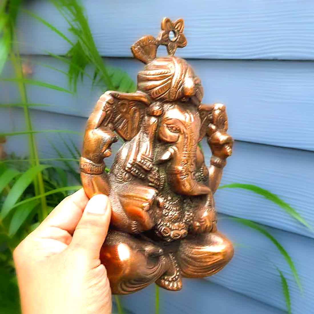 Ganesh Wall Hanging Statue | Lord Ganesha Wall Art - for Home, Puja, Living Room & Office | Antique Idol for Religious & Spiritual Decor - Apkamart #Size_10 Inch