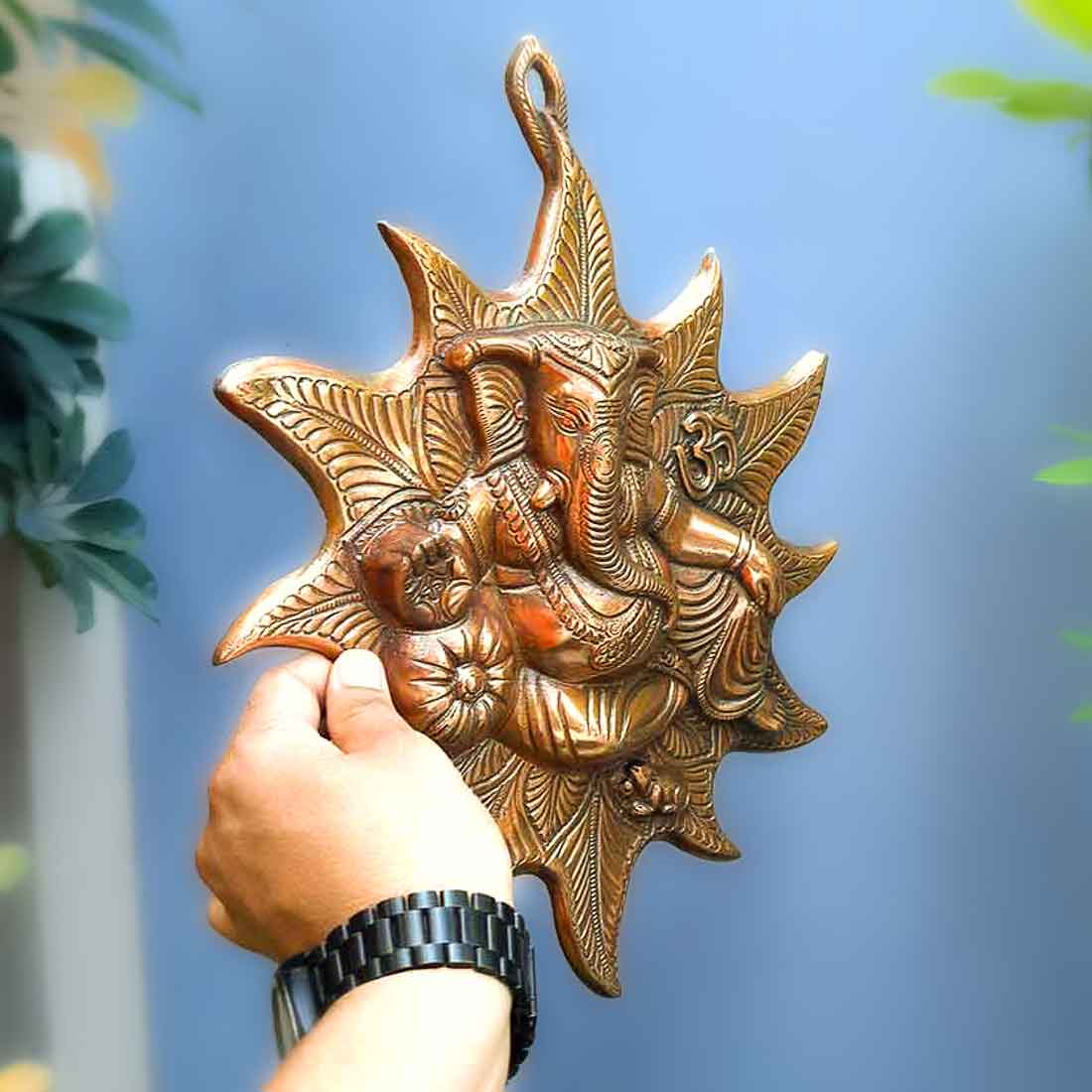 Ganesh ji Wall Hanging - Metal Wall Art -15 Inch - ApkaMart