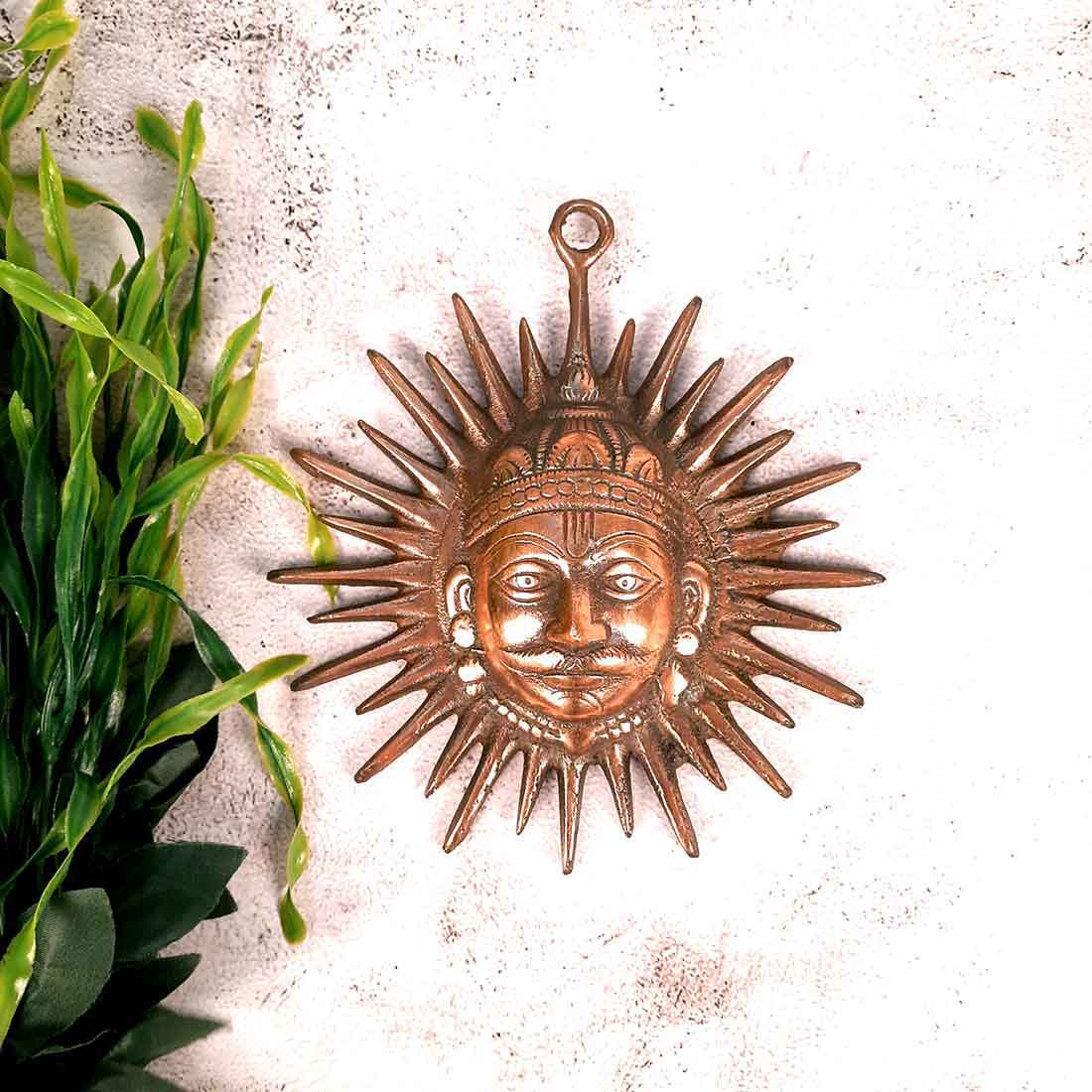 Sun Wall Hanging - Metal Wall Decor - For Living Room Interior Decoration - 6 Inch - ApkaMart #Size_8 Inch