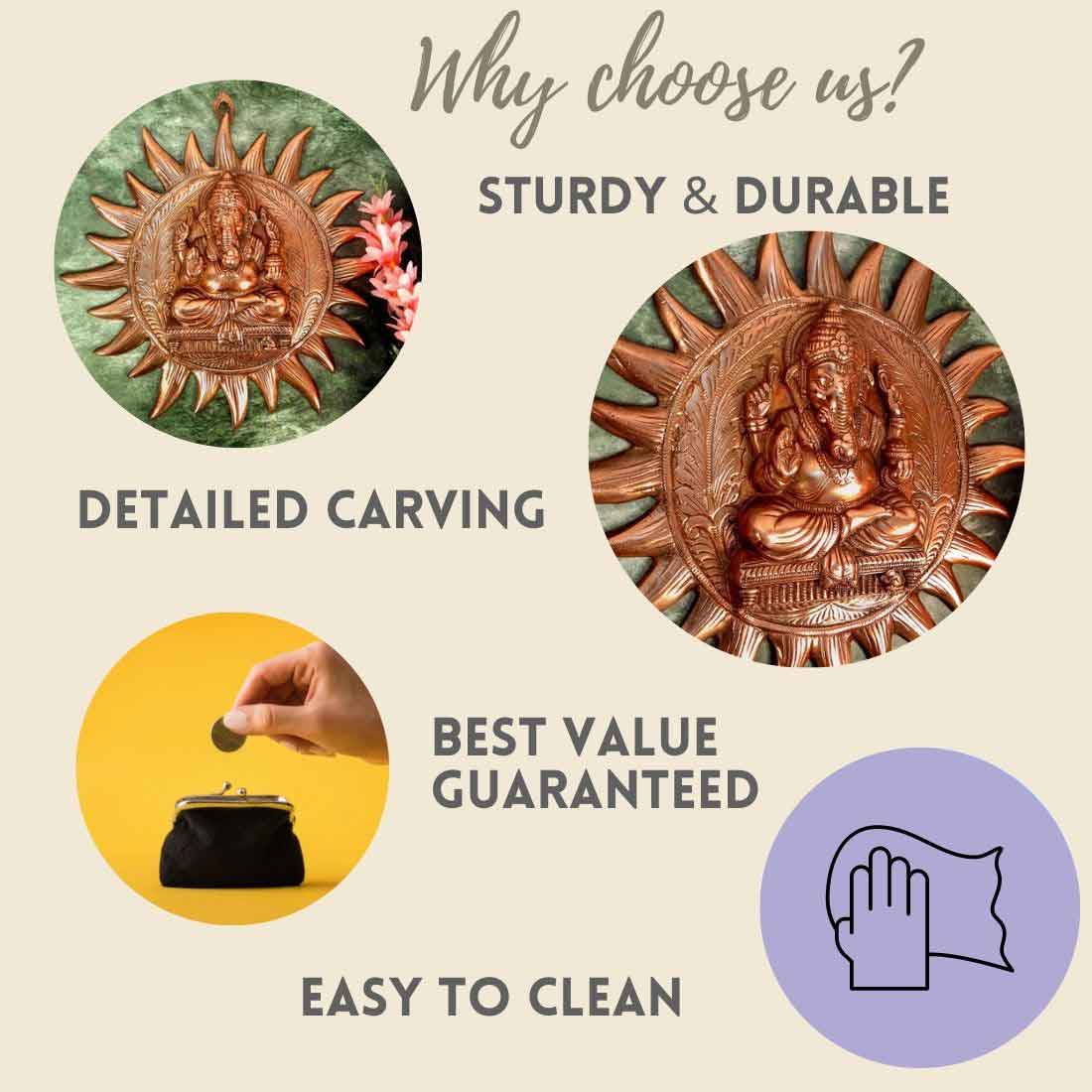 Ganesh Wall Hanging - Metal Wall Decor -15 Inch - ApkaMart