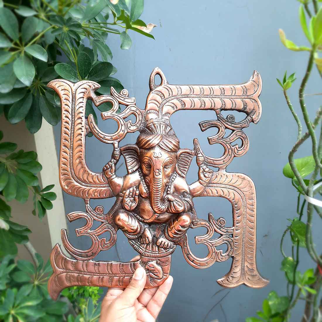 Swastik Ganesh Wall Decor - Vigha Harta Ganesha Wall Hanging -13 Inch - ApkaMart