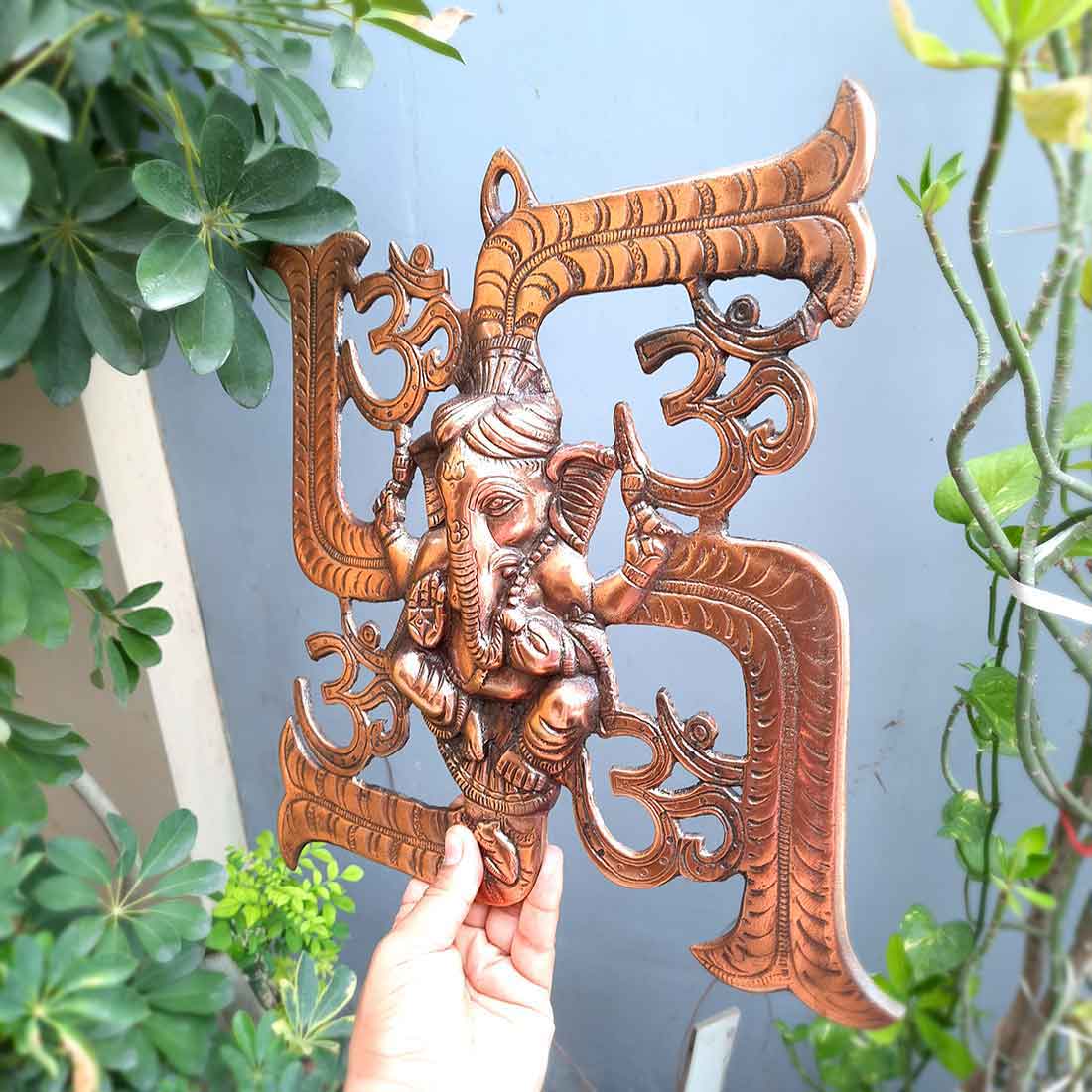 Swastik Ganesh Wall Decor - Vigha Harta Ganesha Wall Hanging -13 Inch - ApkaMart