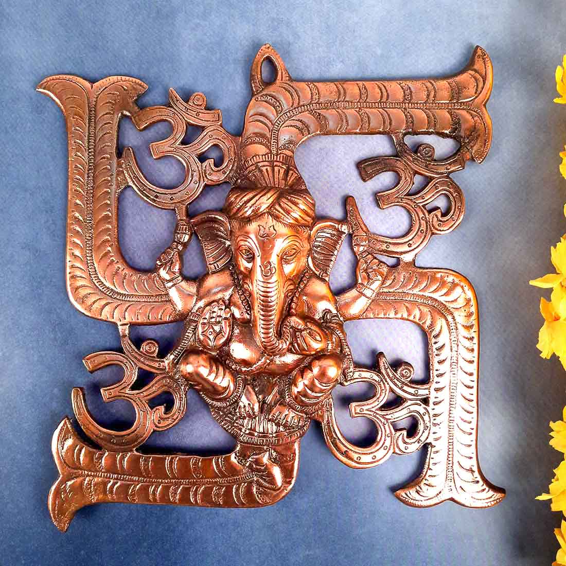 Swastik Ganesh Wall Decor - Vigha Harta Ganesha Wall Hanging -13 Inch - ApkaMart