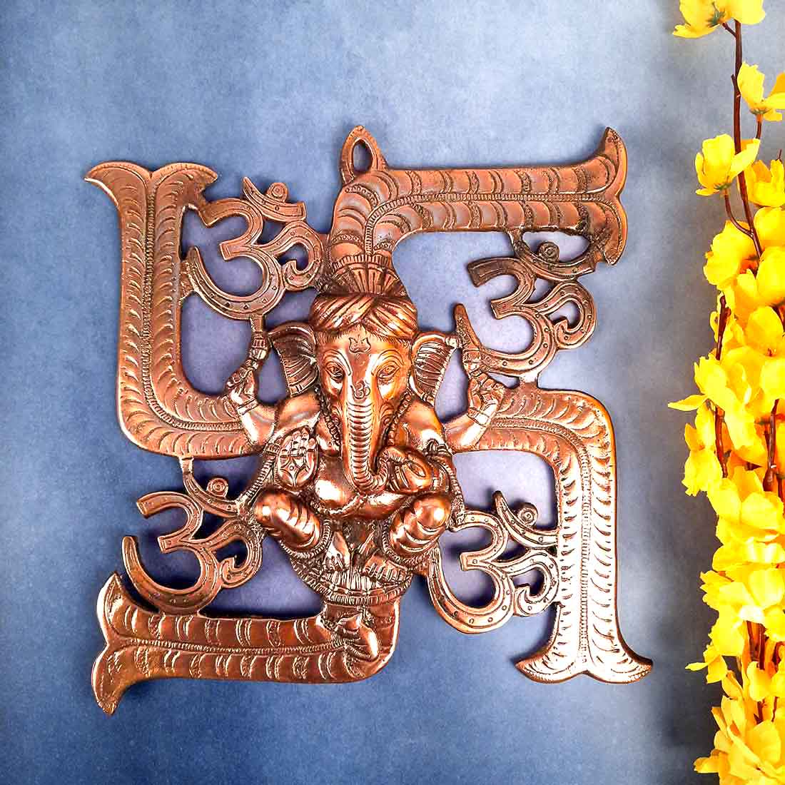 Swastik Ganesh Wall Decor - Vigha Harta Ganesha Wall Hanging -13 Inch - ApkaMart