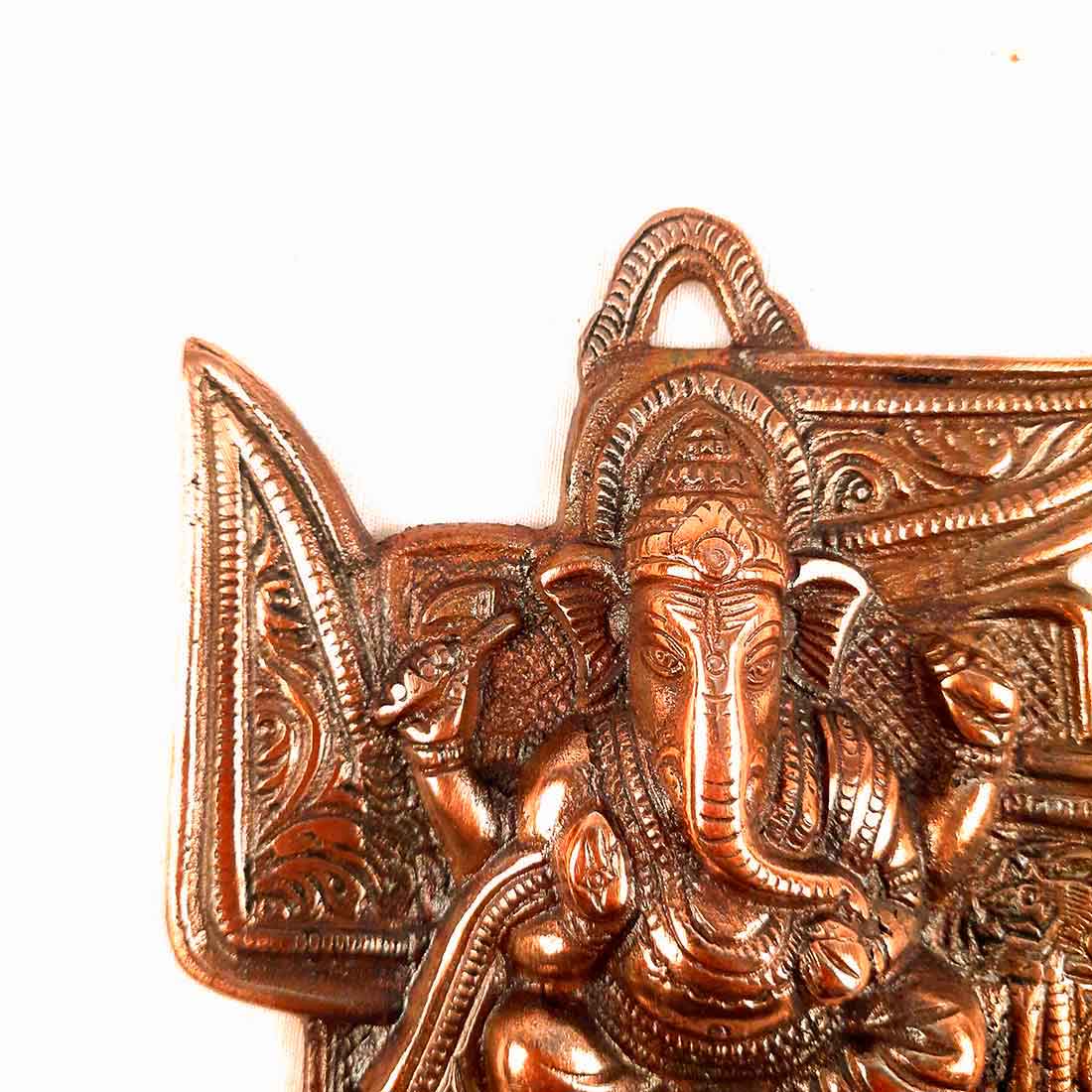 Ganesh Idol Home Entrance | Swastik Metal Wall Art Decor -7 Inch - ApkaMart