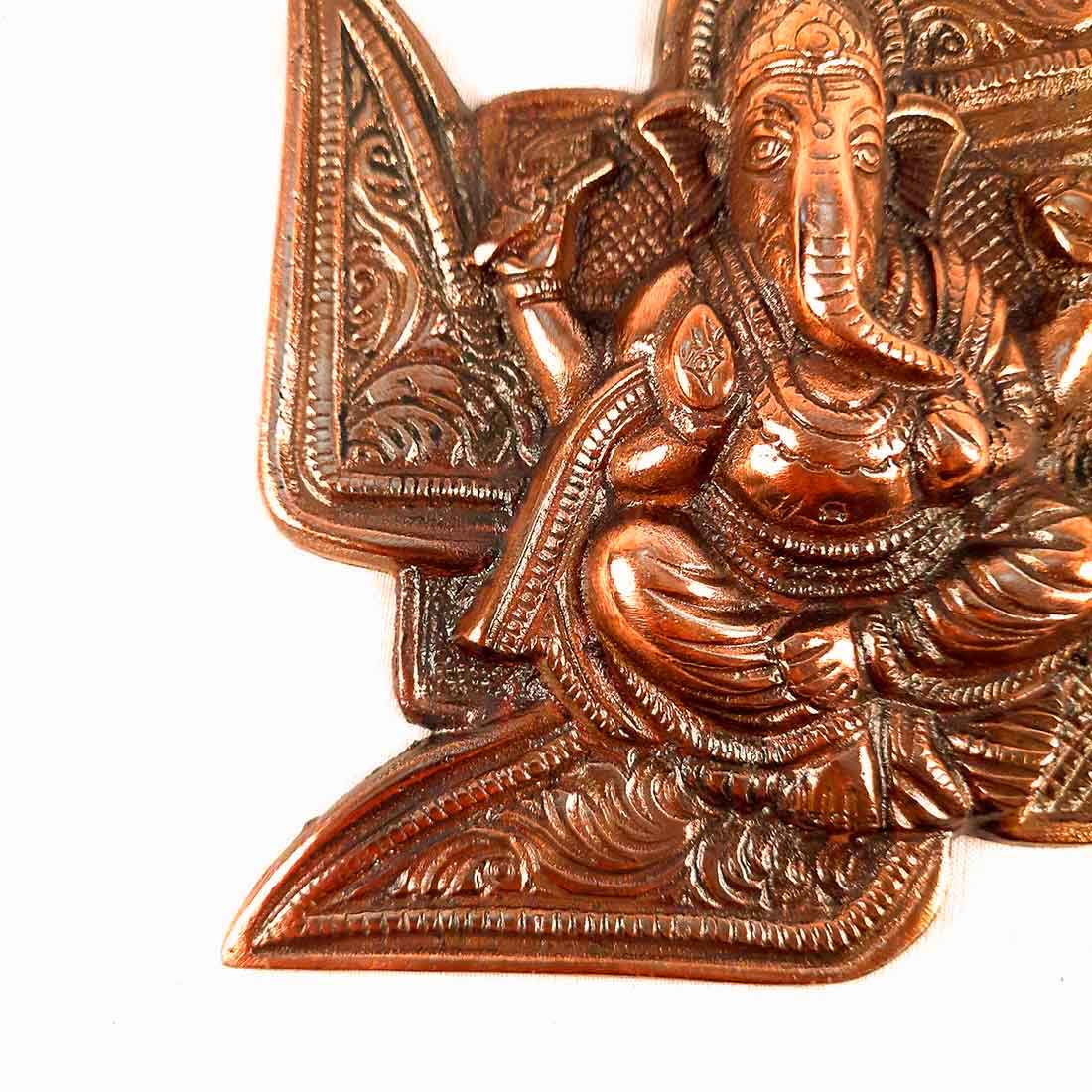 Ganesh Idol Home Entrance | Swastik Metal Wall Art Decor -7 Inch - ApkaMart