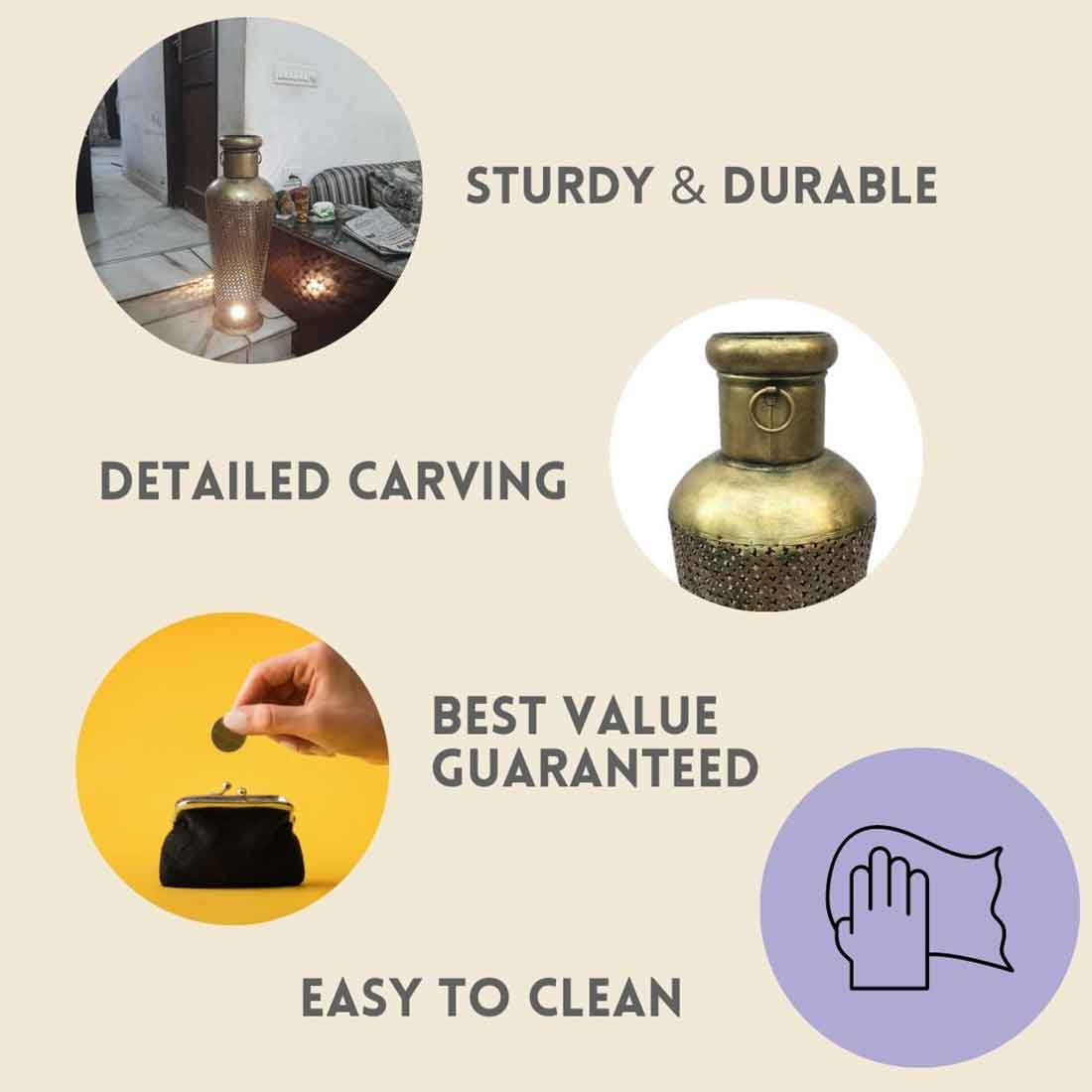 Vintage LED Vase | Antique Showpiece for Living Room - 28 Inch - ApkaMart