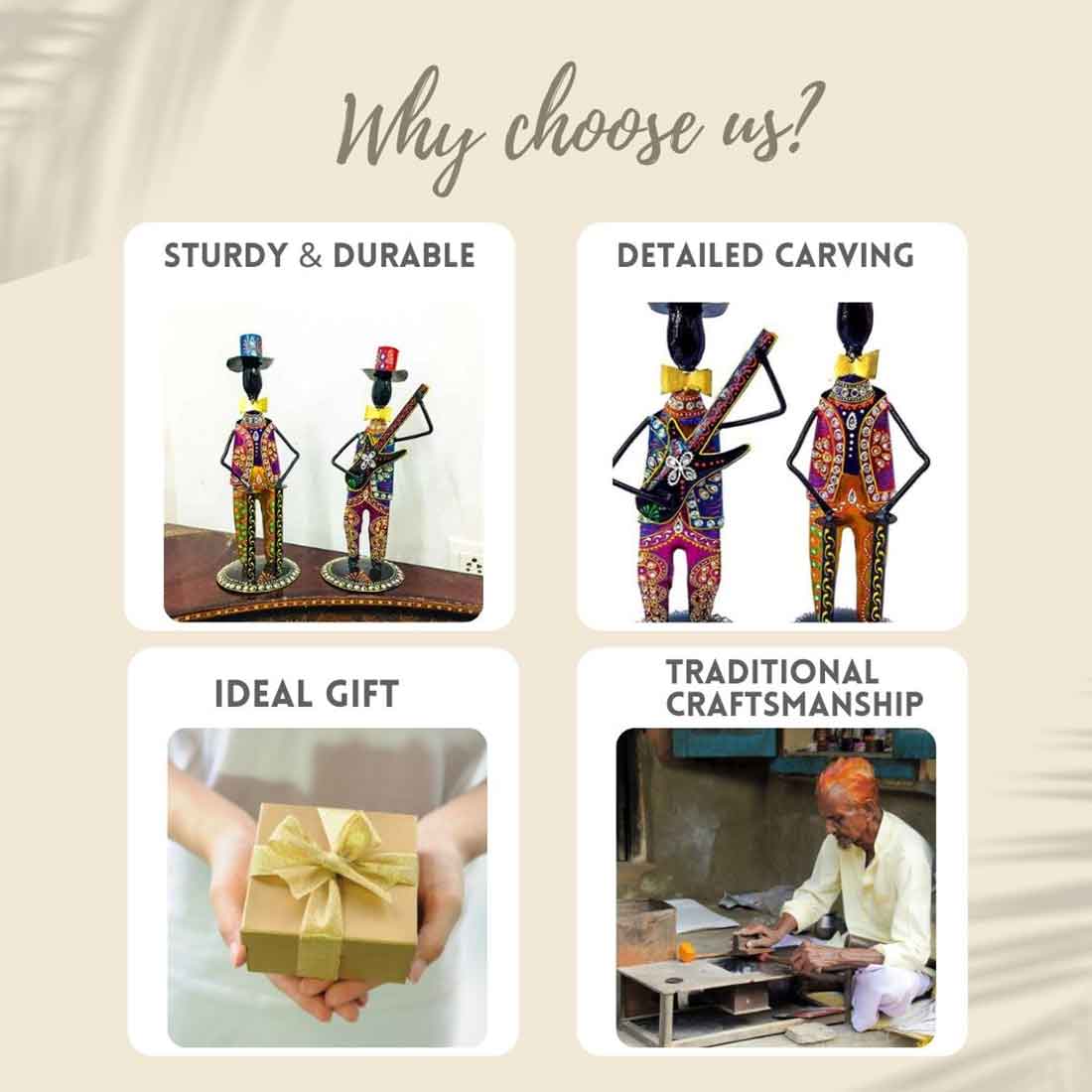 Musician Showpiece - Metal Figurines - For Table Decor & Living Room - 18 Inch- Set of 2 - ApkaMart