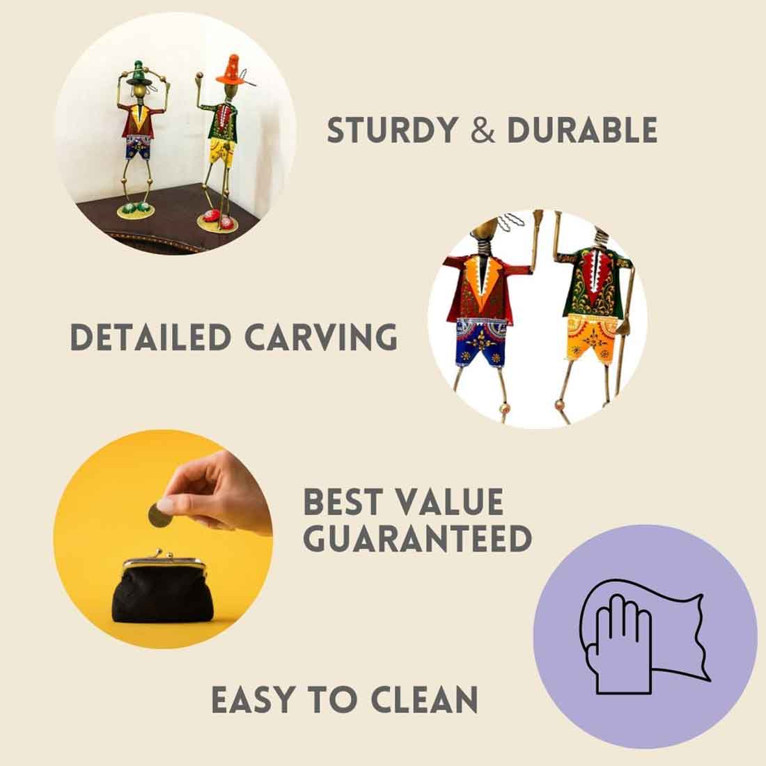 Musician Showpiece - Metal Figurines - For Table Decor & Living Room - 18 Inch -Set of 2 - ApkaMart