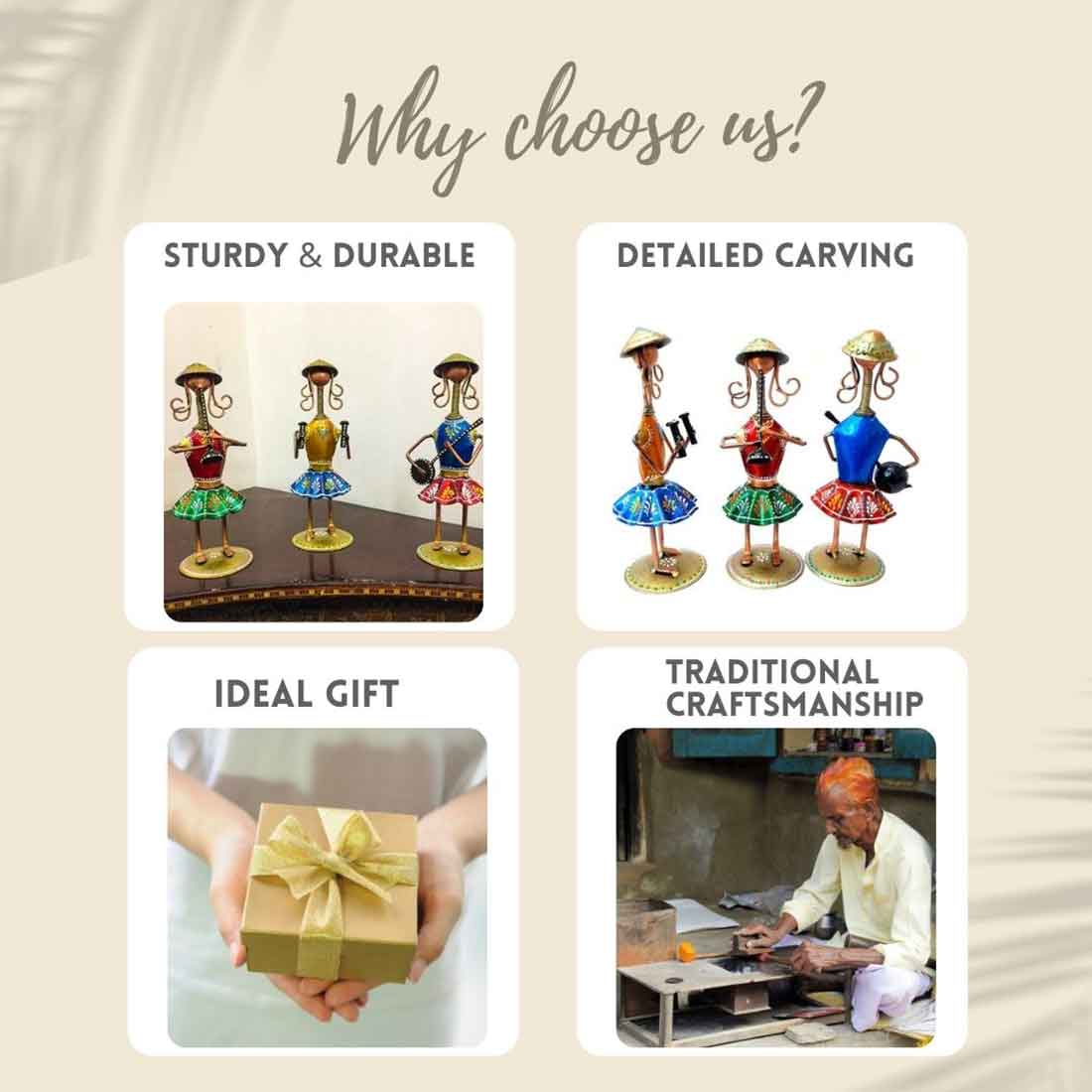 Musician Figurines Playing Musical Instruments - 8 Inch - Set of 3 - ApkaMart