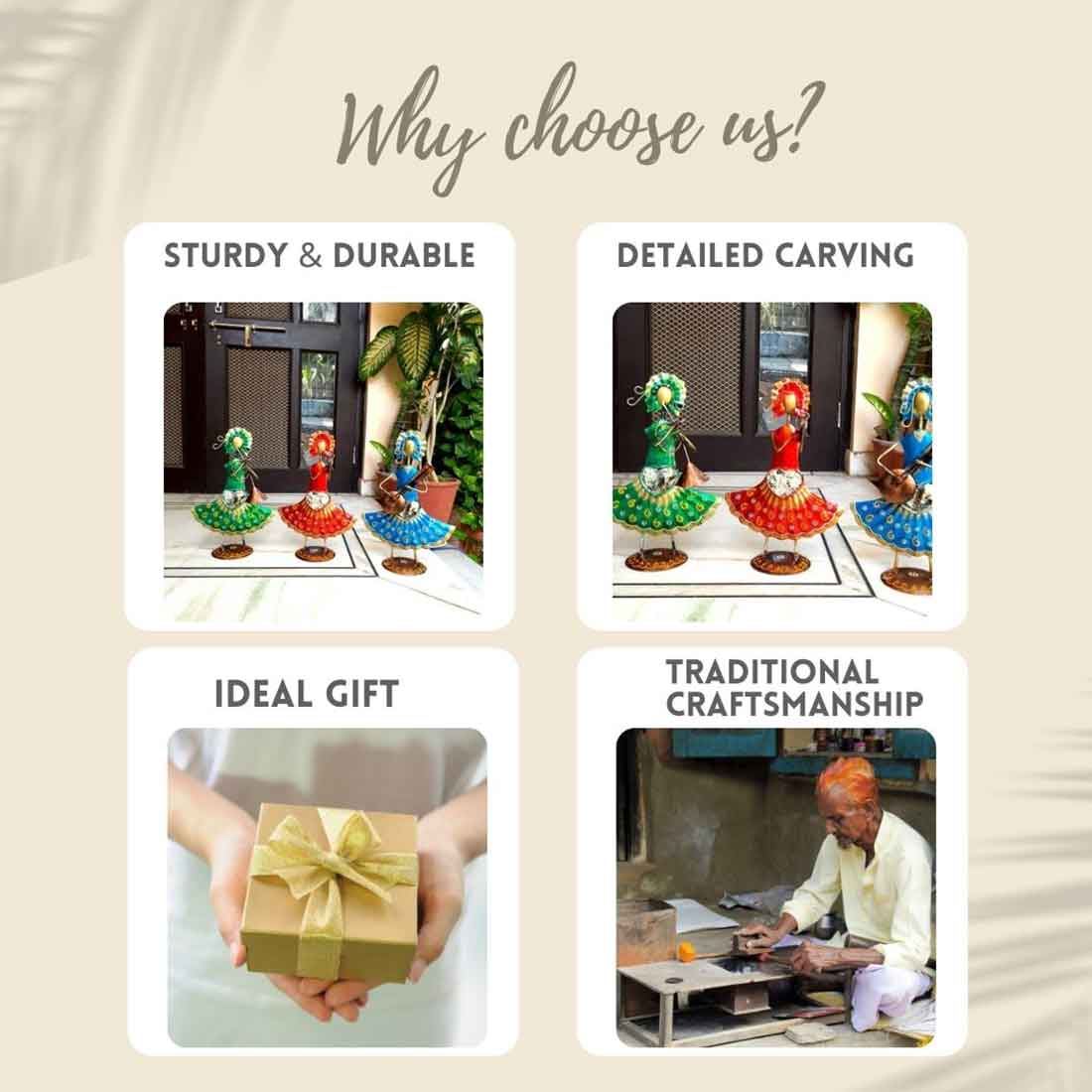 Musician Showpiece - Female Figurine - For Living Room & Gifts -14 Inch- Set of 3 - ApkaMart