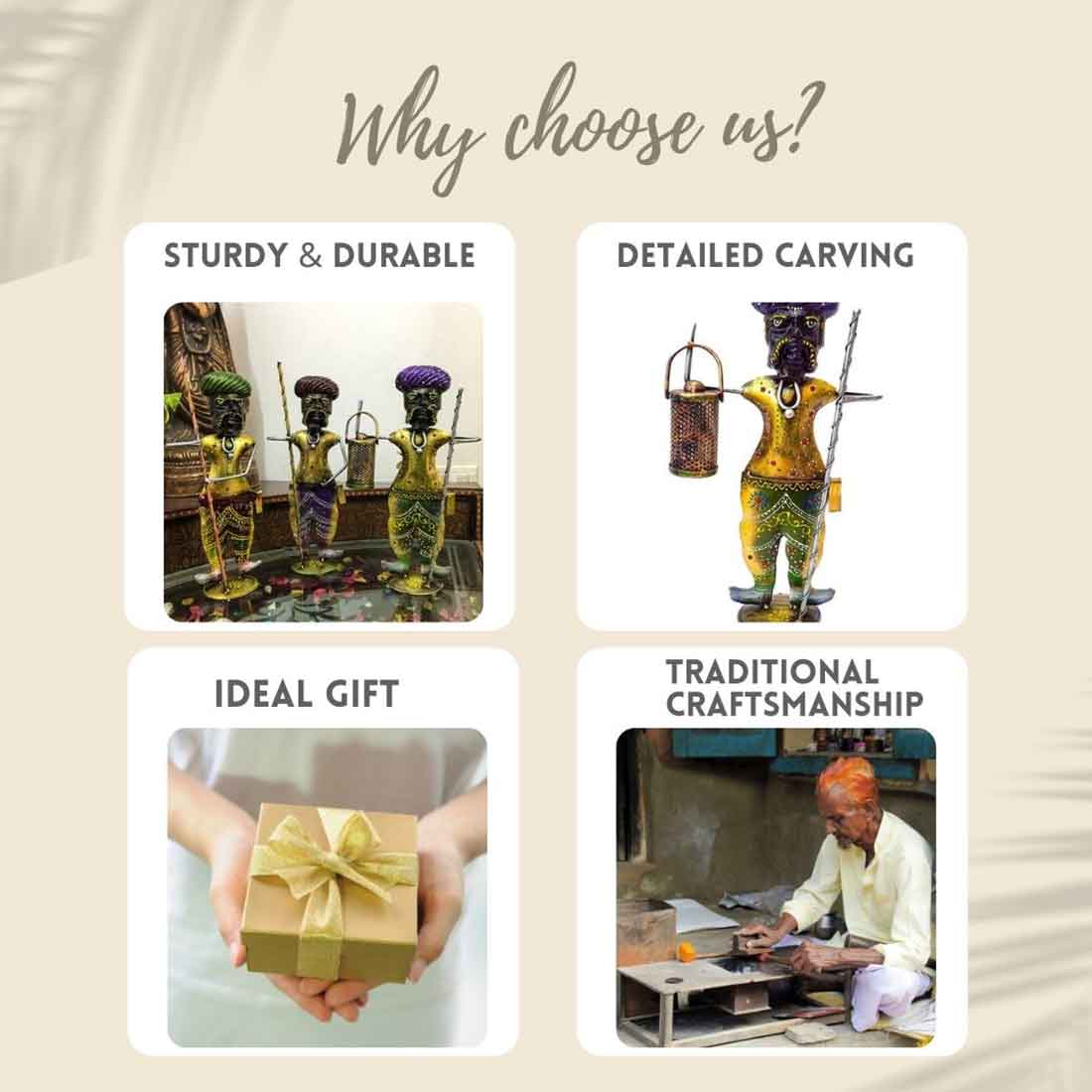 Tribal Men Showpiece - Human Figurine - Unique Showpiece for Living Room - 14 Inch -Set of 3 - ApkaMart