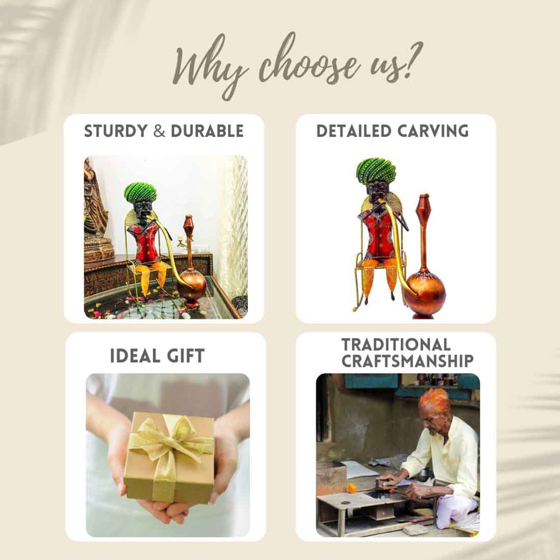 Man with Hukka - Antique Showpiece - For Table Decor & Gifts -17 Inch - ApkaMart