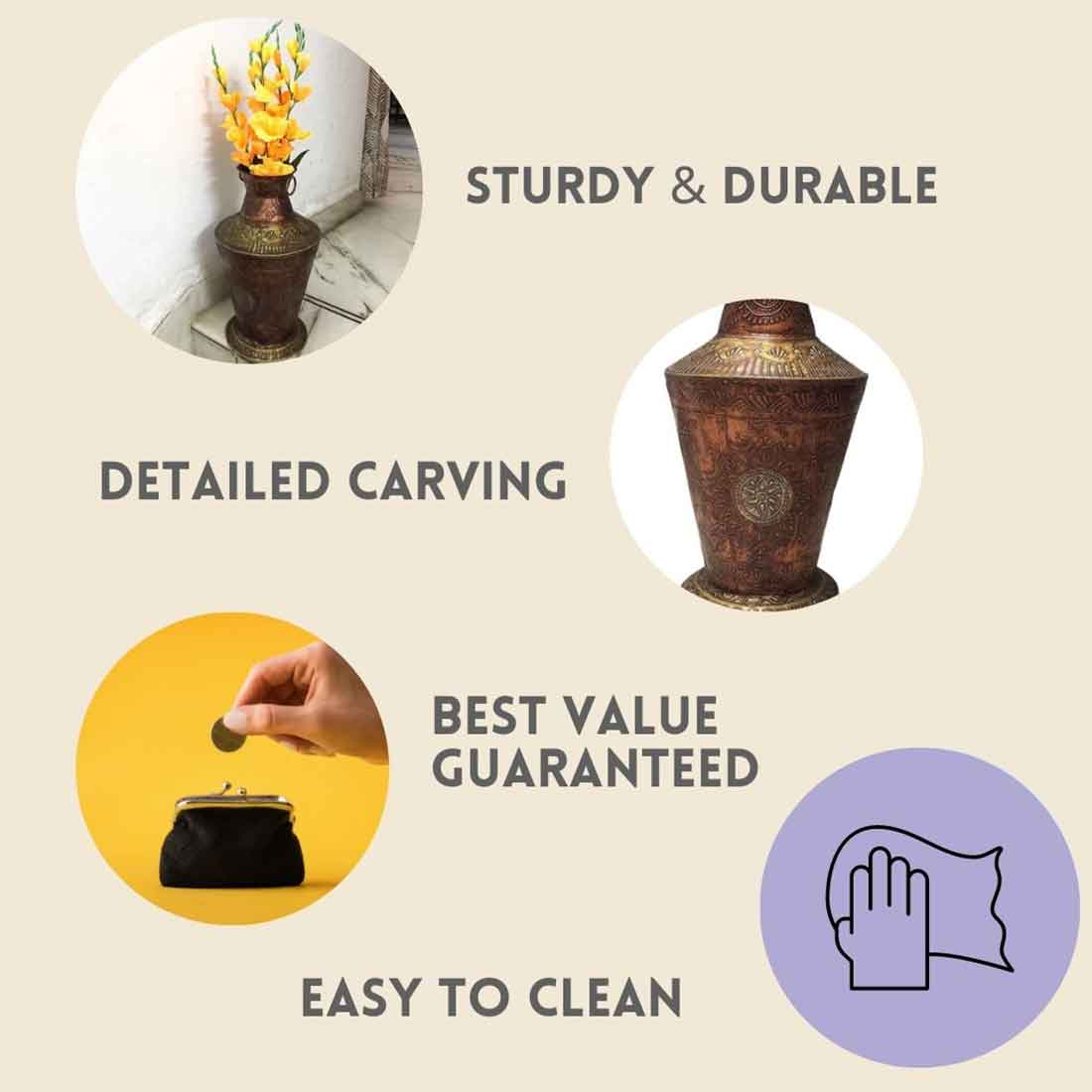 Standing Flower pot | Big Corner Vase - For Living Room & Entrance Decor - 19 Inch- Apkamart