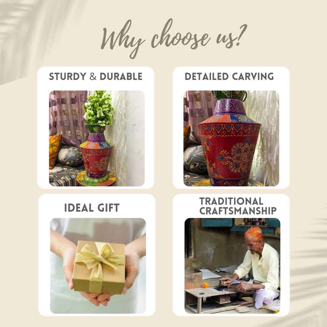 Metal Vase | Flower Vase For Living Room - 15 Inch - ApkaMart