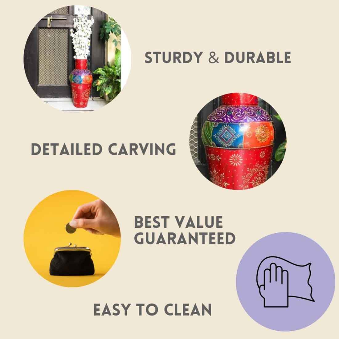 Big Flower Vase | Corner Big Flower Vase for Living Room -18 Inch - ApkaMart