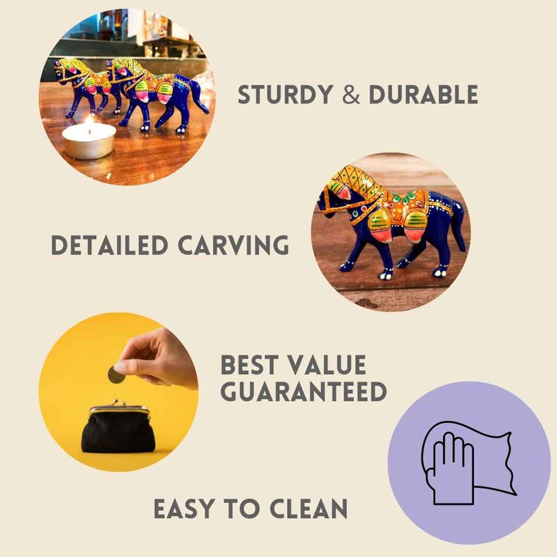 Horse Figurines | Showpiece For Table Decor - 3 Inch - Set of 2 - ApkaMart