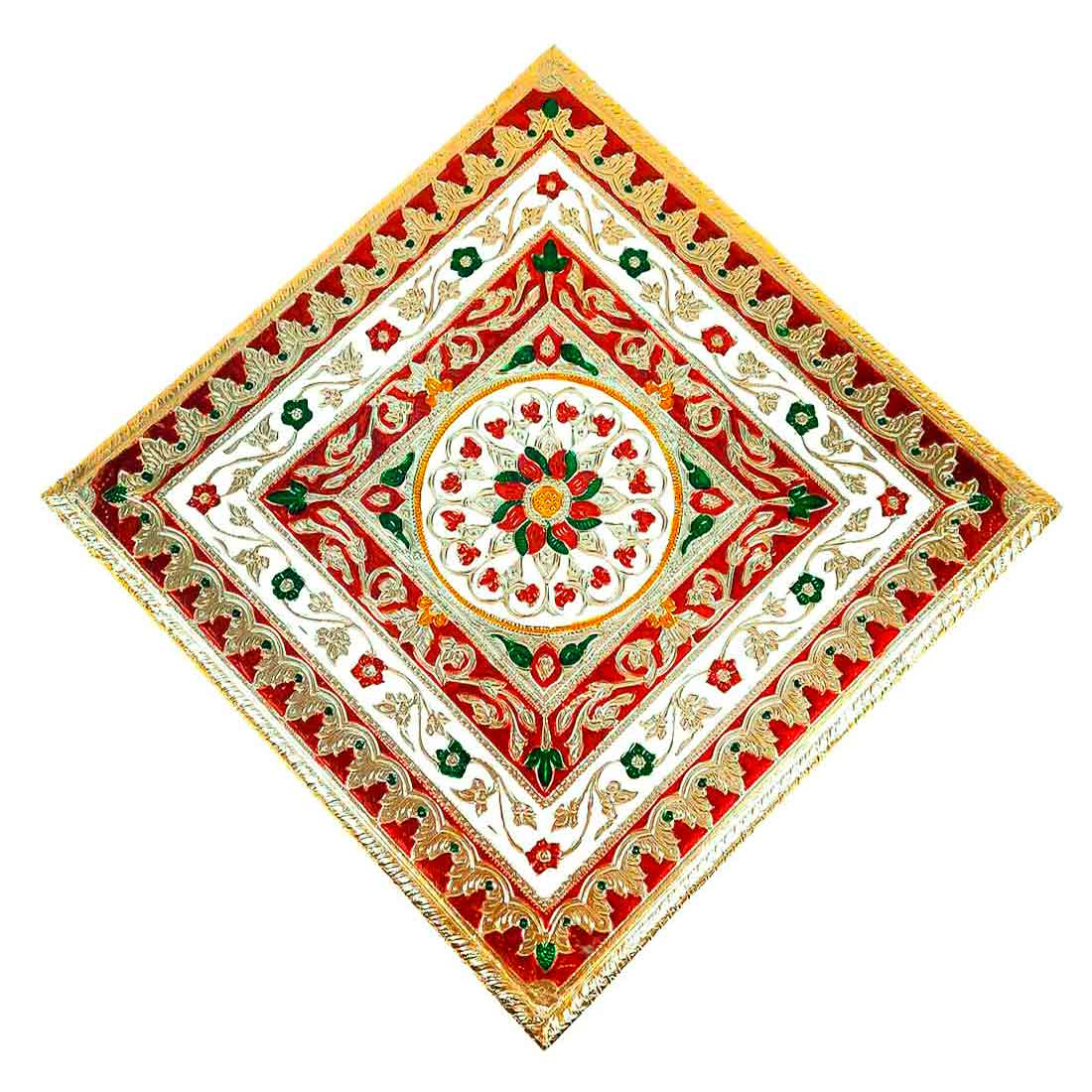 Meenakari Chowki Bajot - For Pooja Decoration -12 Inch - ApkaMart #Style_Design 1