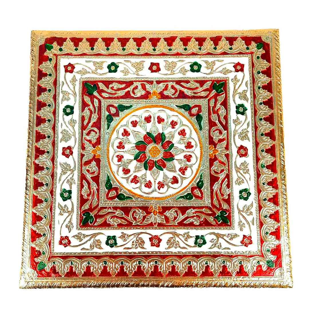 Meenakari Chowki Bajot - For Pooja Decoration -12 Inch - ApkaMart #Style_Design 1
