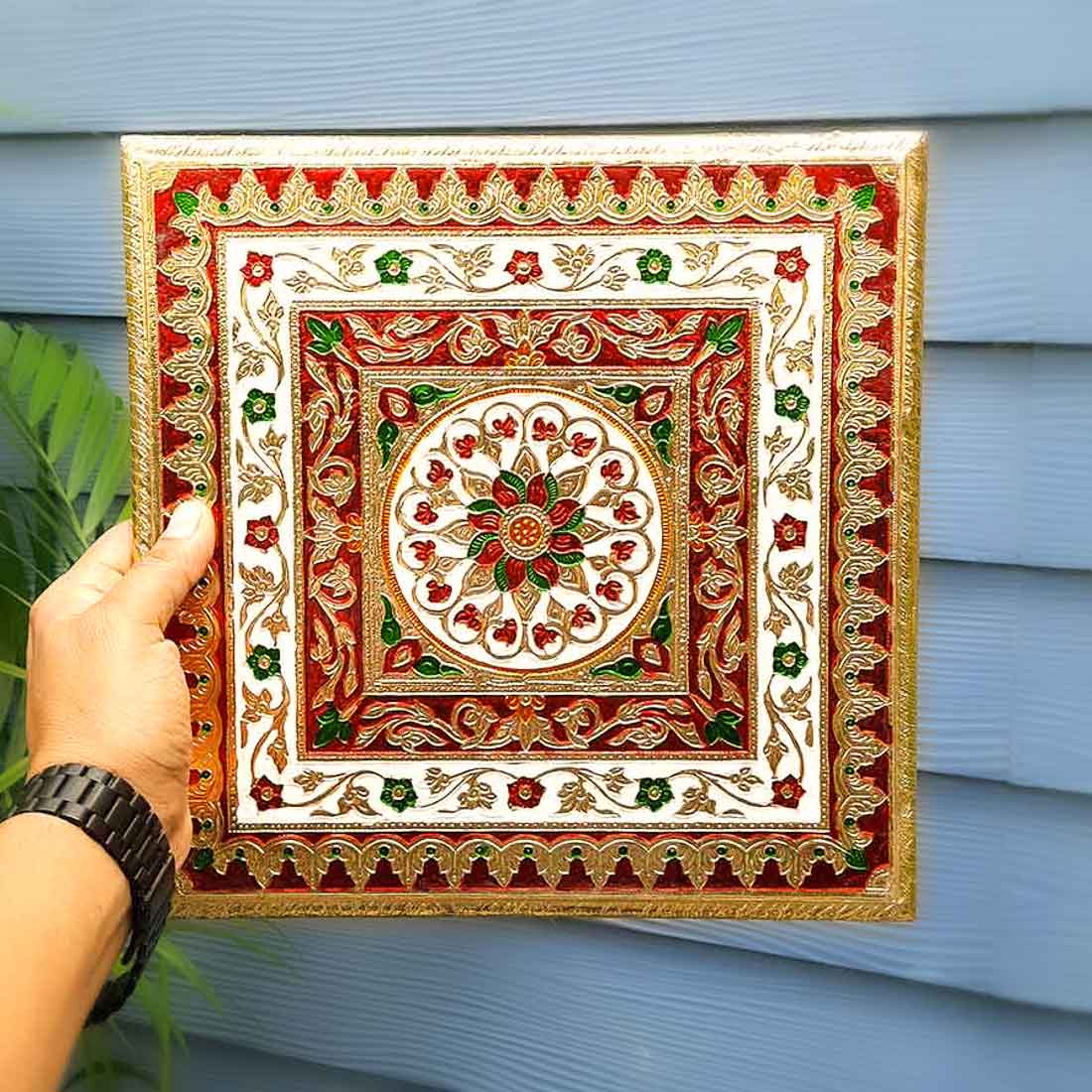 Meenakari Chowki Bajot - For Pooja Decoration -12 Inch - ApkaMart #Style_Design 1