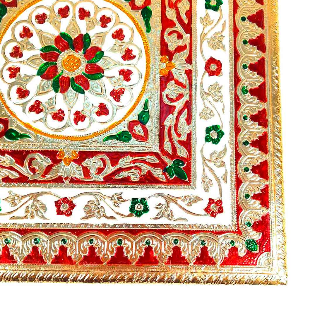 Meenakari Chowki Bajot - For Pooja Decoration -12 Inch - ApkaMart #Style_Design 1