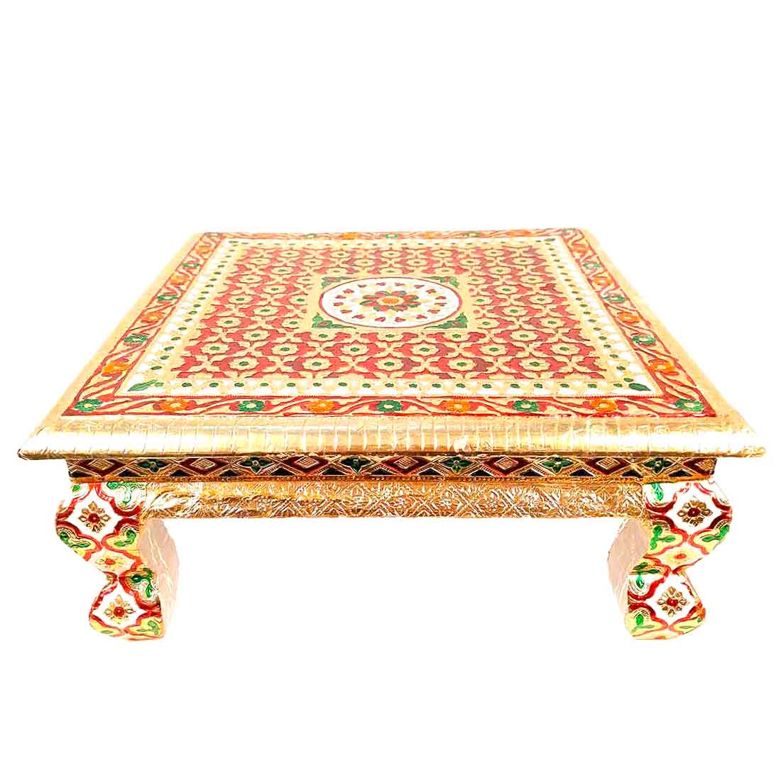 Minakari Chowki Bajot - For Puja Decoration -16 Inch - ApkaMart