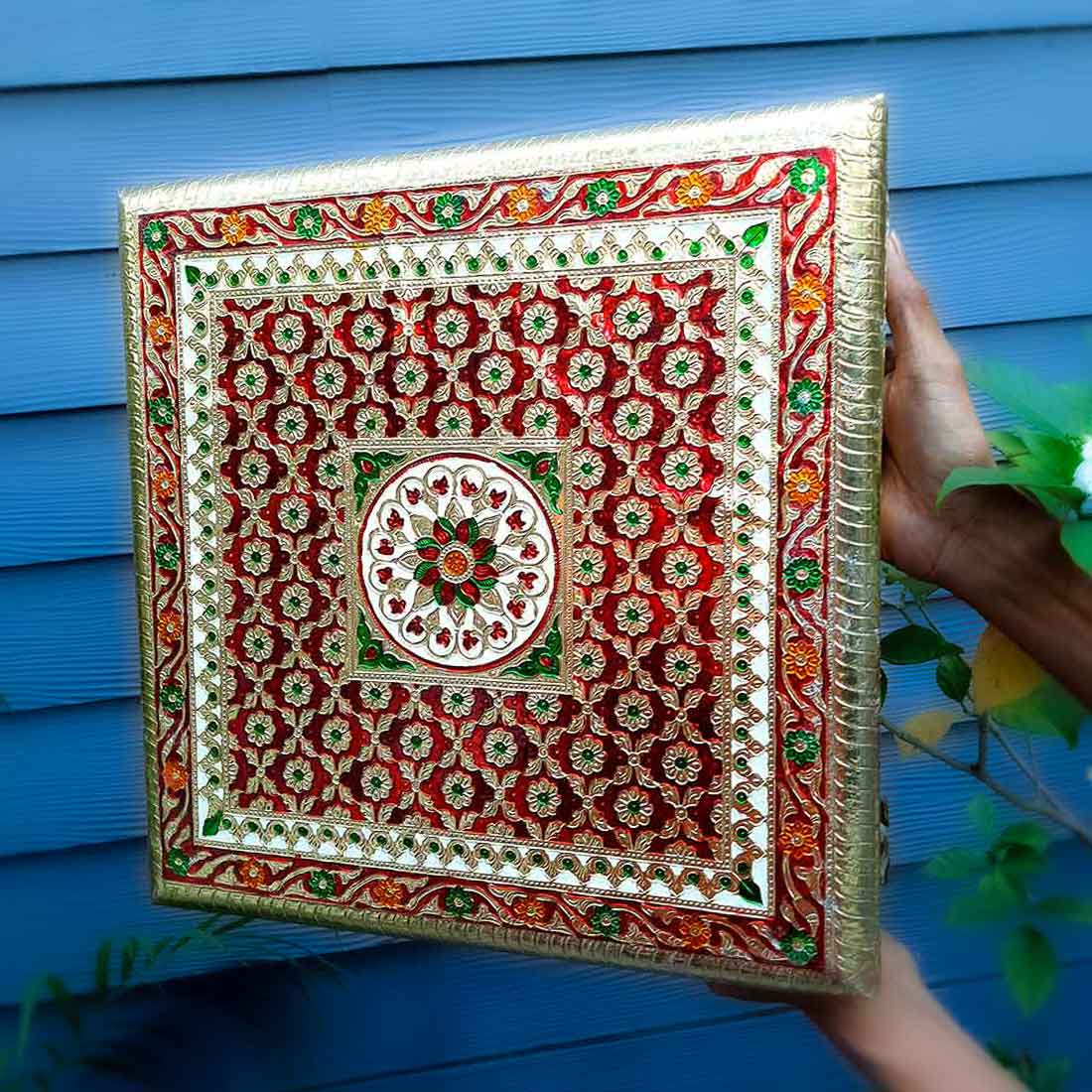 Minakari Chowki Bajot - For Puja Decoration -16 Inch - ApkaMart