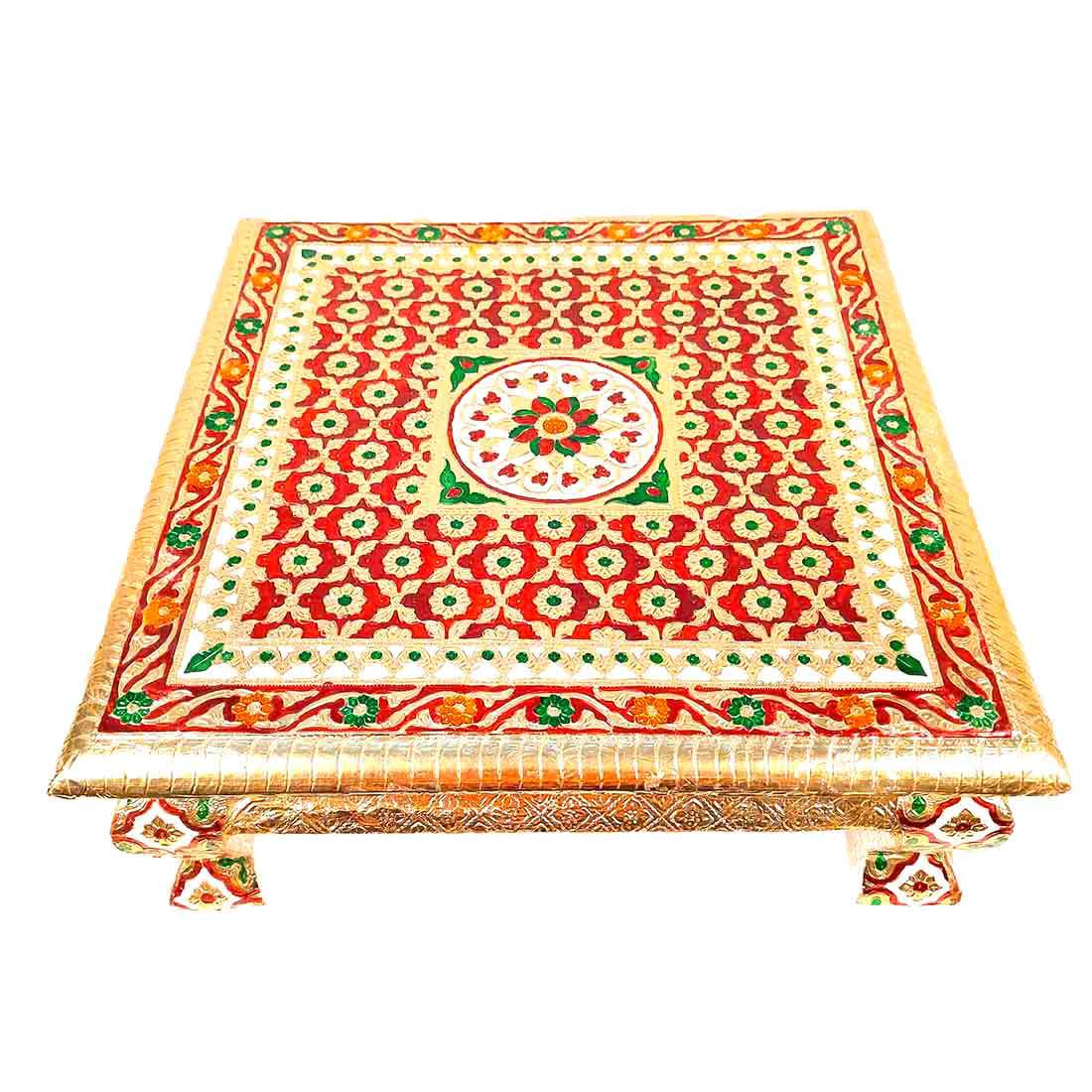 Minakari Chowki Bajot - For Puja Decoration -16 Inch - ApkaMart