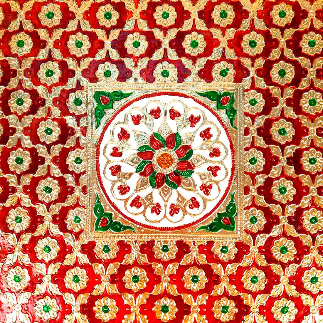 Minakari Chowki Bajot - For Puja Decoration -16 Inch - ApkaMart
