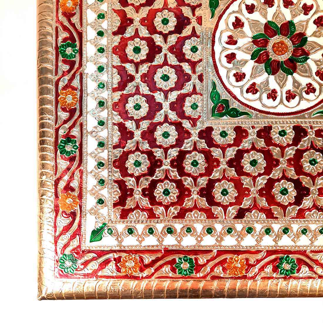 Minakari Chowki Bajot - For Puja Decoration -16 Inch - ApkaMart