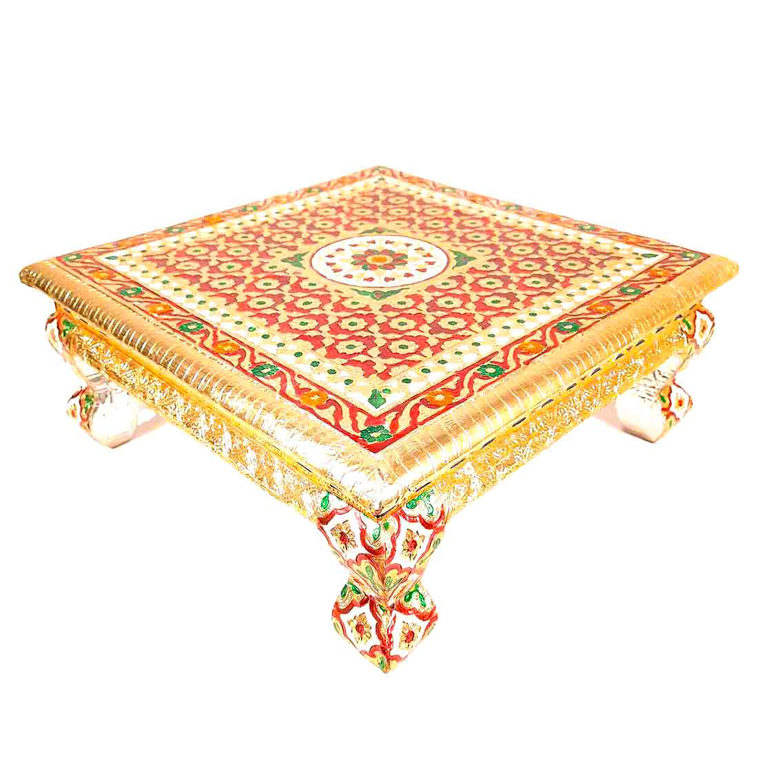 Minakari Chowki Bajot - For Puja Decoration -16 Inch - ApkaMart