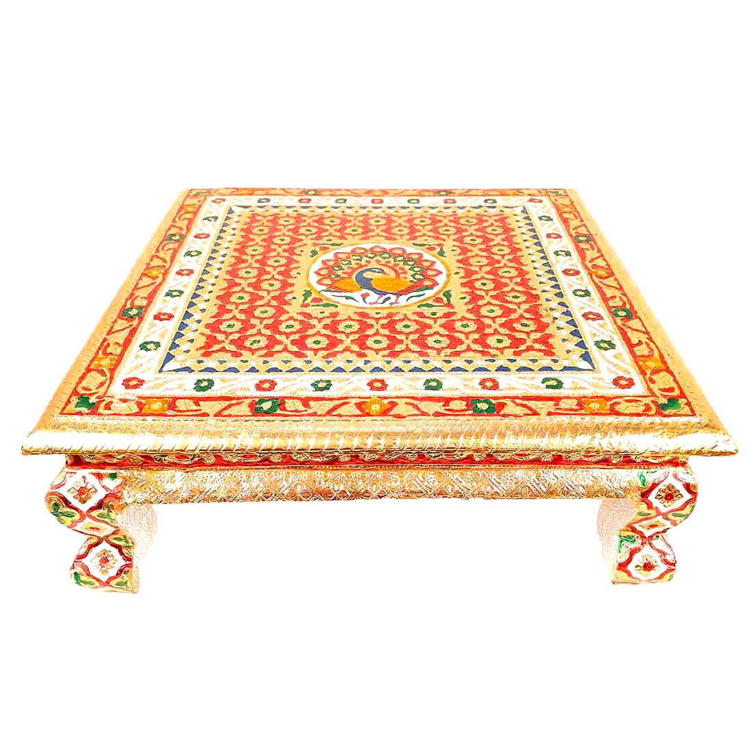 Minakari Chowki | Puja Bajot - For Diwali Pooja & Festive Decor - 18 Inch - ApkaMart
