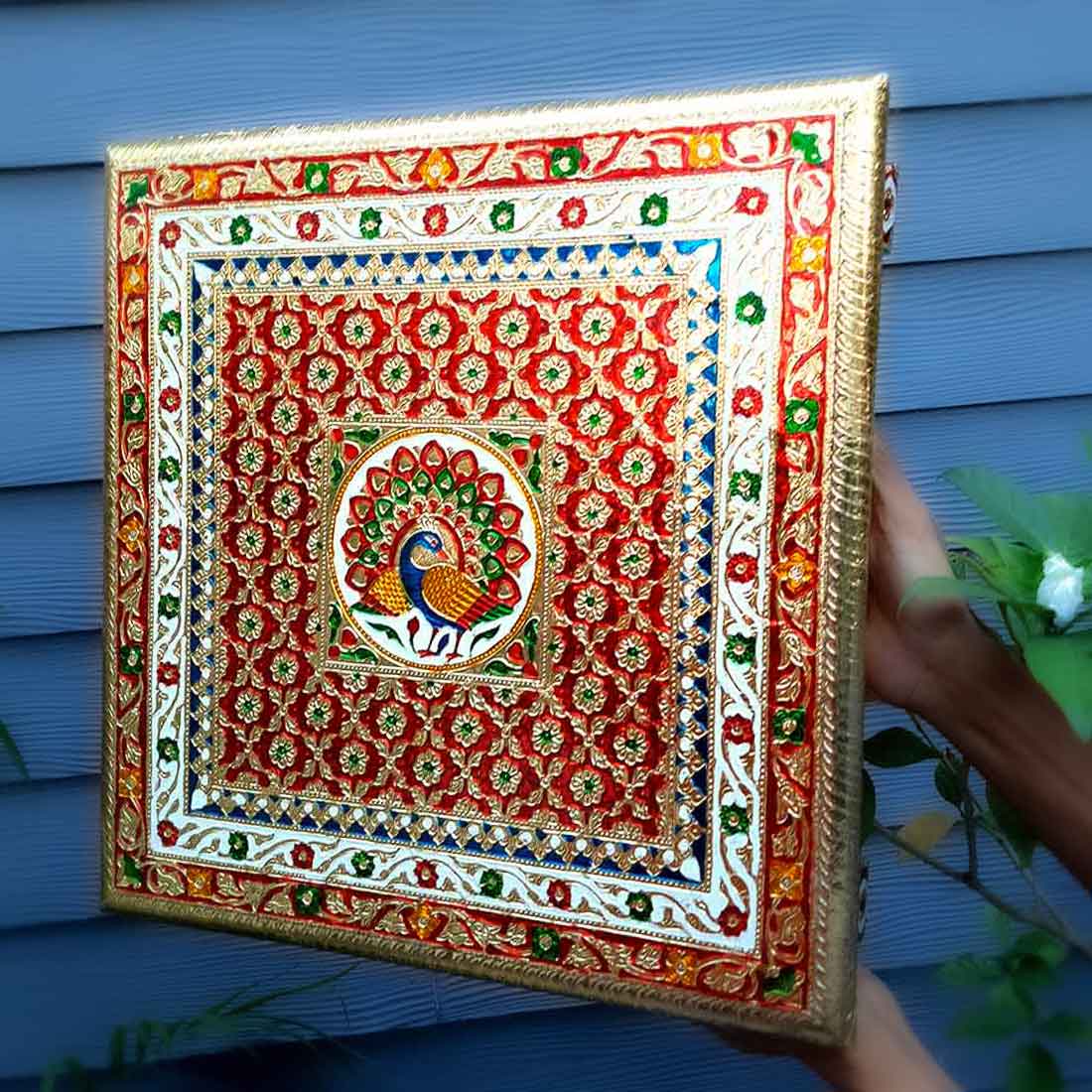Minakari Chowki | Puja Bajot - For Diwali Pooja & Festive Decor - 18 Inch - ApkaMart