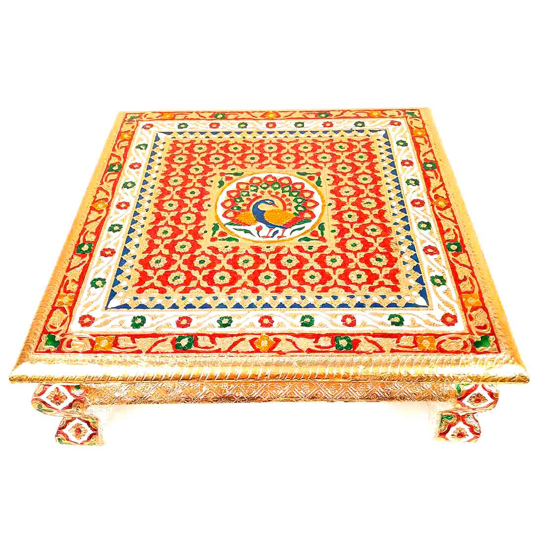 Minakari Chowki | Puja Bajot - For Diwali Pooja & Festive Decor - 18 Inch - ApkaMart