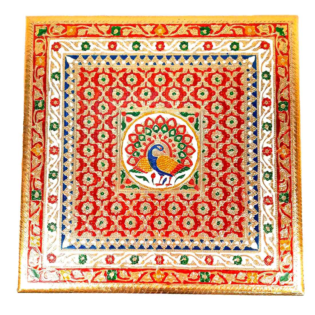 Minakari Chowki | Puja Bajot - For Diwali Pooja & Festive Decor - 18 Inch - ApkaMart