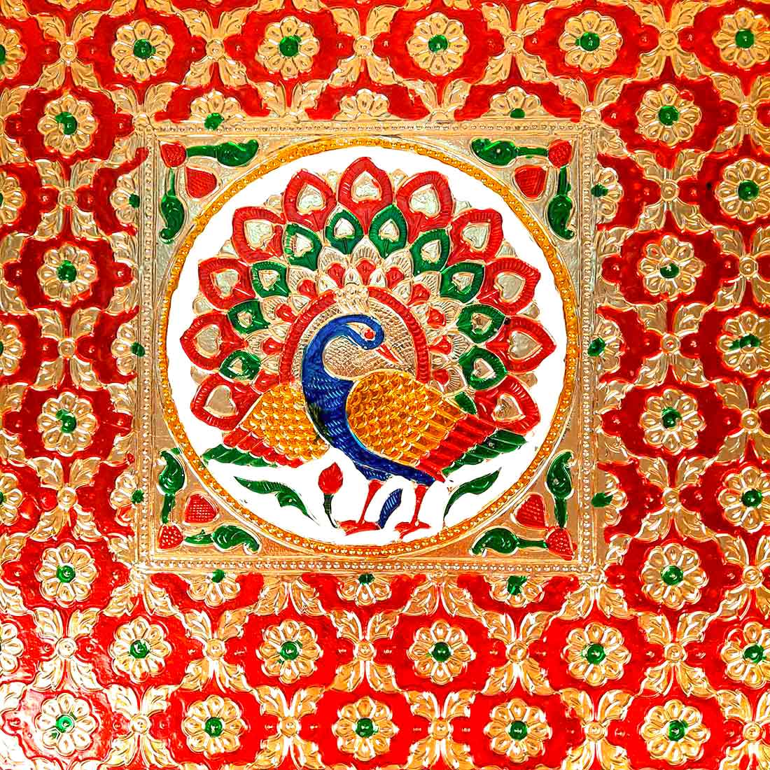 Minakari Chowki | Puja Bajot - For Diwali Pooja & Festive Decor - 18 Inch - ApkaMart