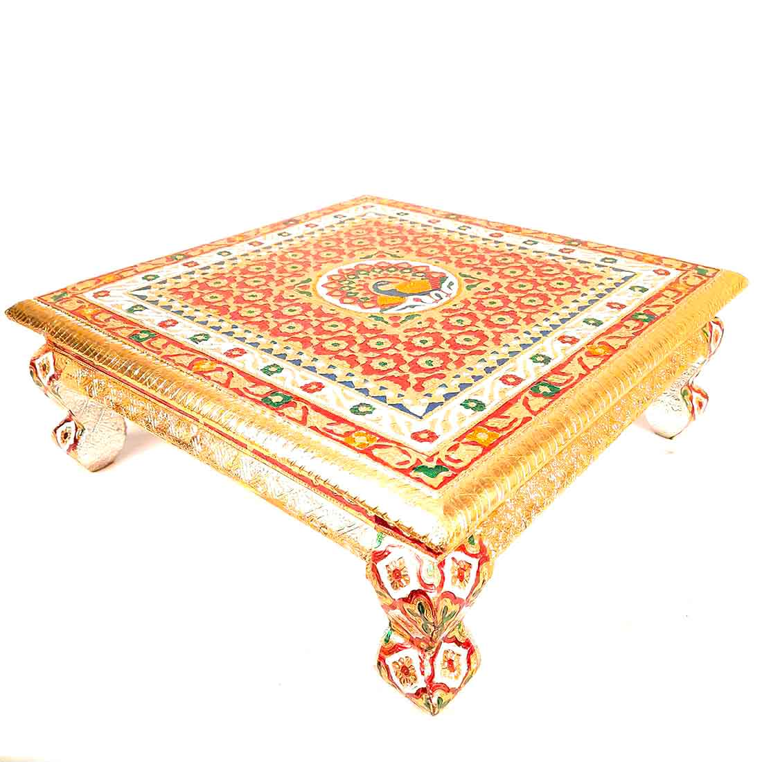 Minakari Chowki | Puja Bajot - For Diwali Pooja & Festive Decor - 18 Inch - ApkaMart