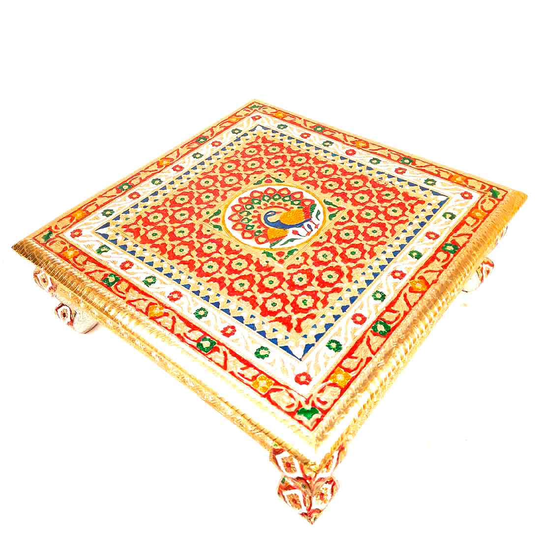 Minakari Chowki | Puja Bajot - For Diwali Pooja & Festive Decor - 18 Inch - ApkaMart