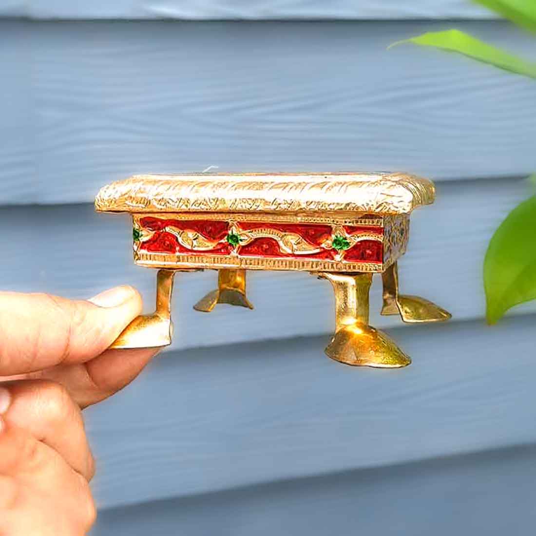 Minakari Chowki | Pooja Chowki - For Pooja & Return Gifts - 4 Inch - ApkaMart #Style_Design 1