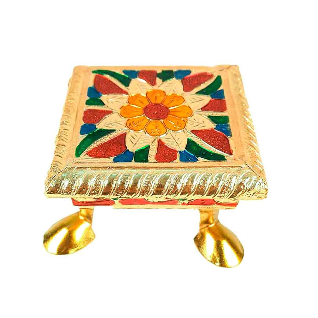 Minakari Chowki | Pooja Chowki - For Pooja & Return Gifts - 4 Inch - ApkaMart #Style_Design 1