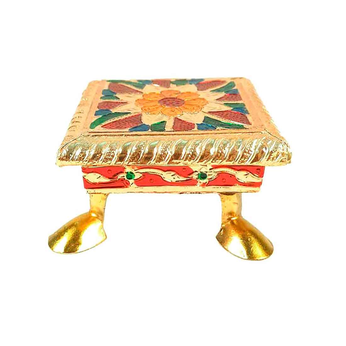 Minakari Chowki | Pooja Chowki - For Pooja & Return Gifts - 4 Inch - ApkaMart #Style_Design 1