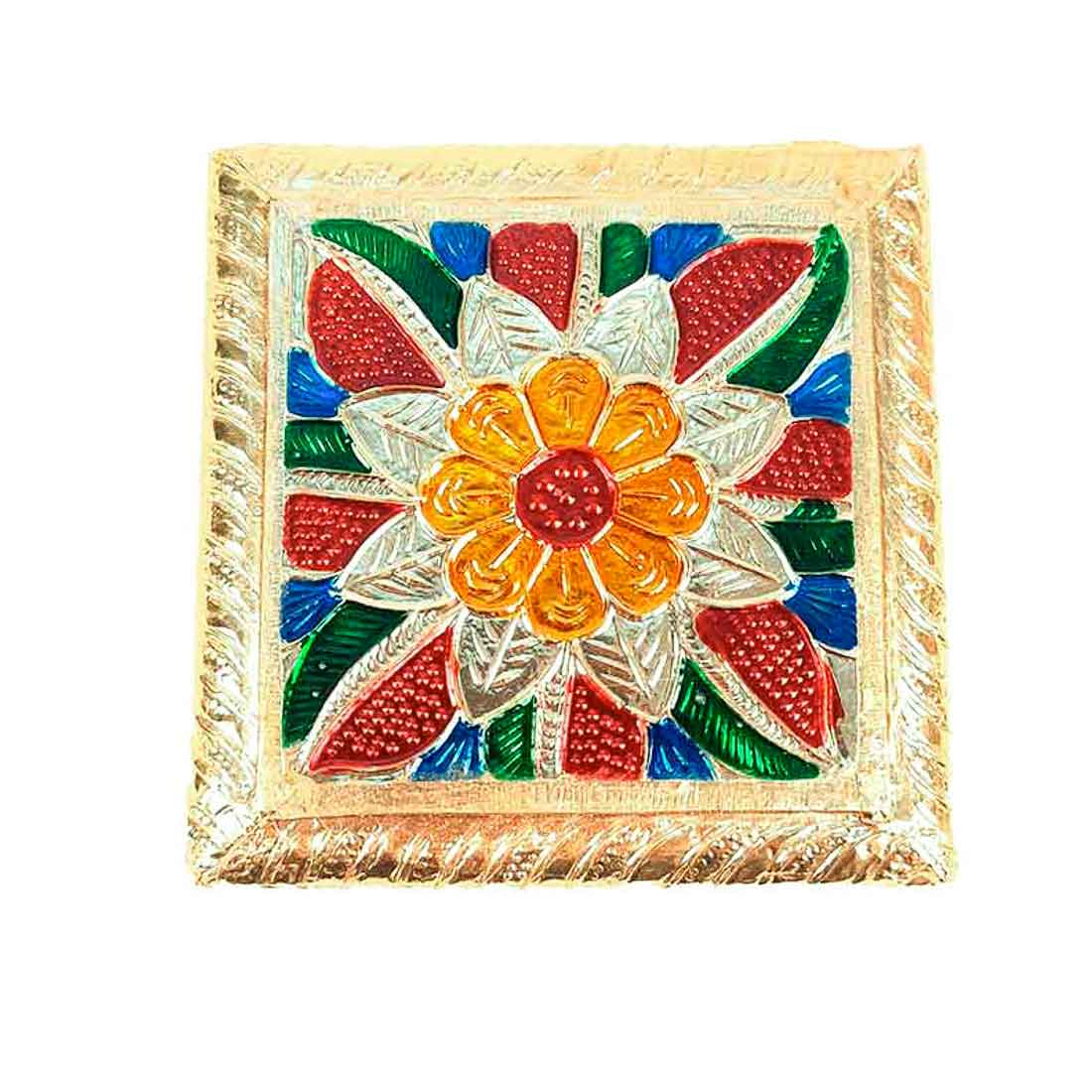 Minakari Chowki | Pooja Chowki - For Pooja & Return Gifts - 4 Inch - ApkaMart #Style_Design 1